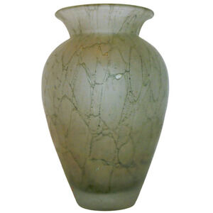 Vintage 10" Studio Nova Crackled Green Art Urn Vases Made in Poland